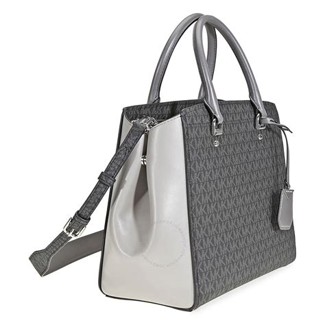 michael kors gray bag with tassels|Michael Kors signature tote gray.